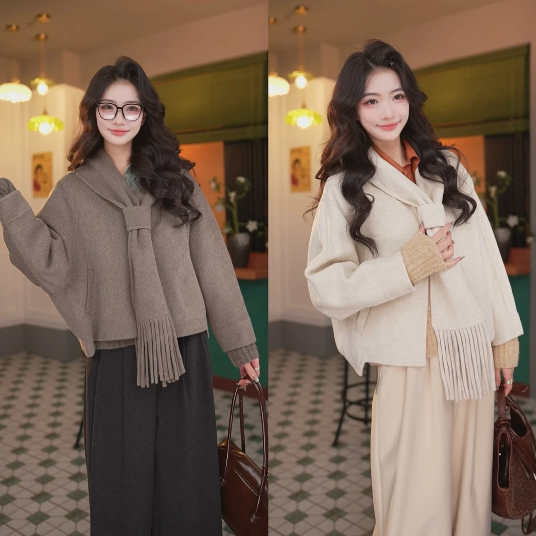 丁佳欣【拥抱云朵】港风时尚气质秋冬双面呢大衣外套女JA1999185
