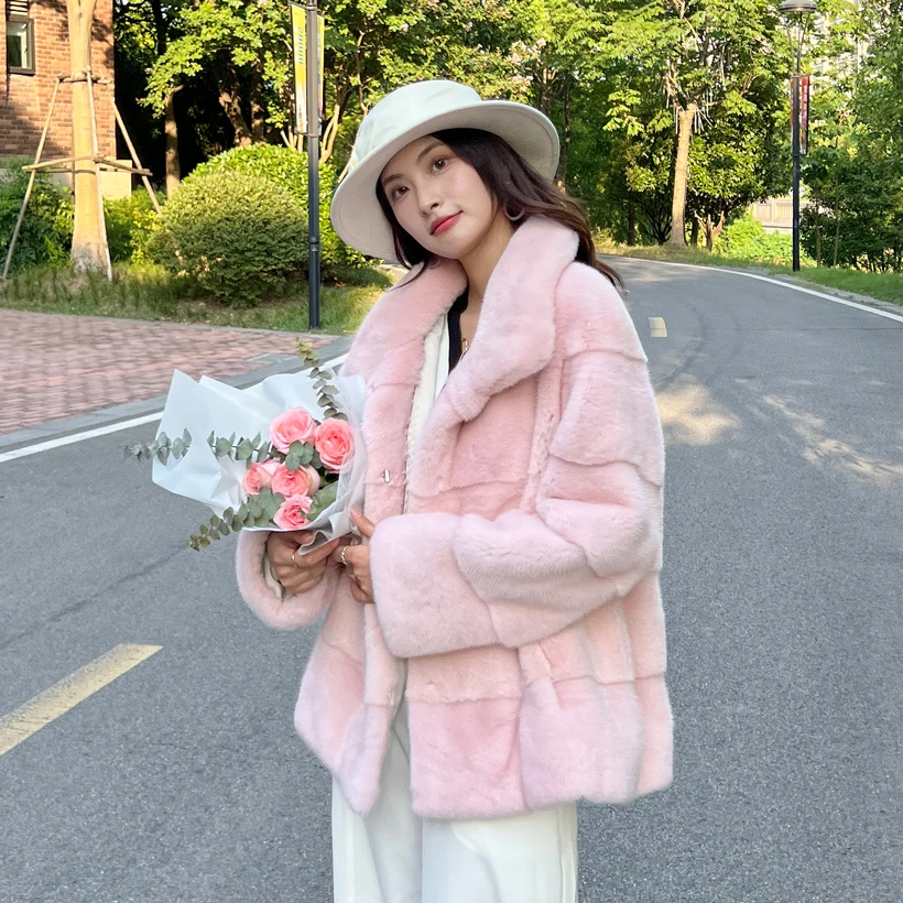 伊奴卡新款进口紫标天鹅绒短二貂皮大衣女整貂年轻水貂皮草外套