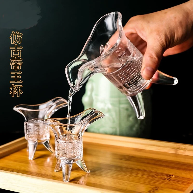 创意仿古帝王杯酒杯水晶玻璃白酒杯家用小酒杯烈酒杯结婚商用钢化