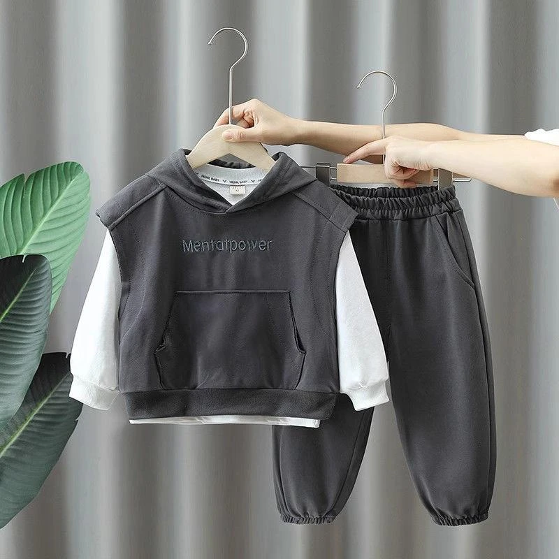 童装男童春秋季套装2024新款韩版男宝春装时髦潮酷儿童卫衣两件套