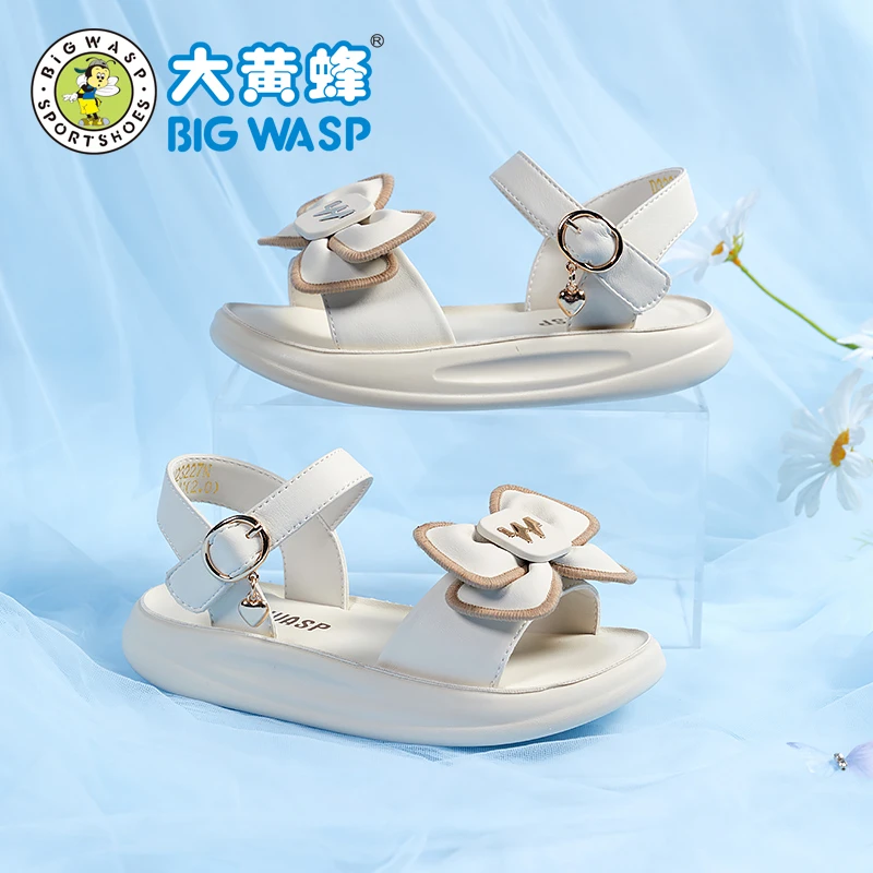 大黄蜂童鞋女童夏季甜美公主凉鞋2024新款中大童软底儿童露趾凉鞋