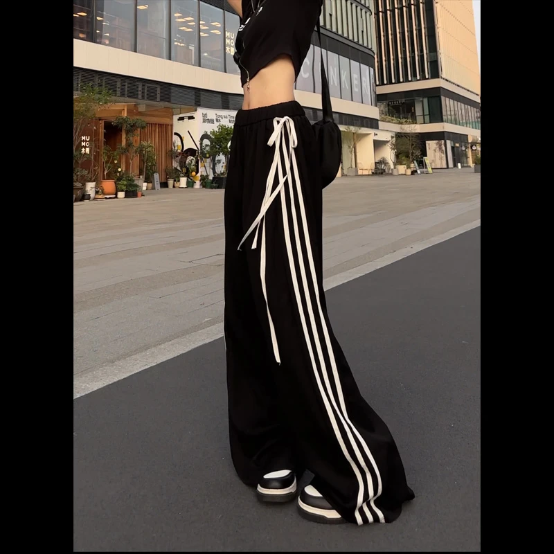 39211冰爽阔腿裤女休闲裤2025年春夏垂感百搭个性宽松显瘦长裤子