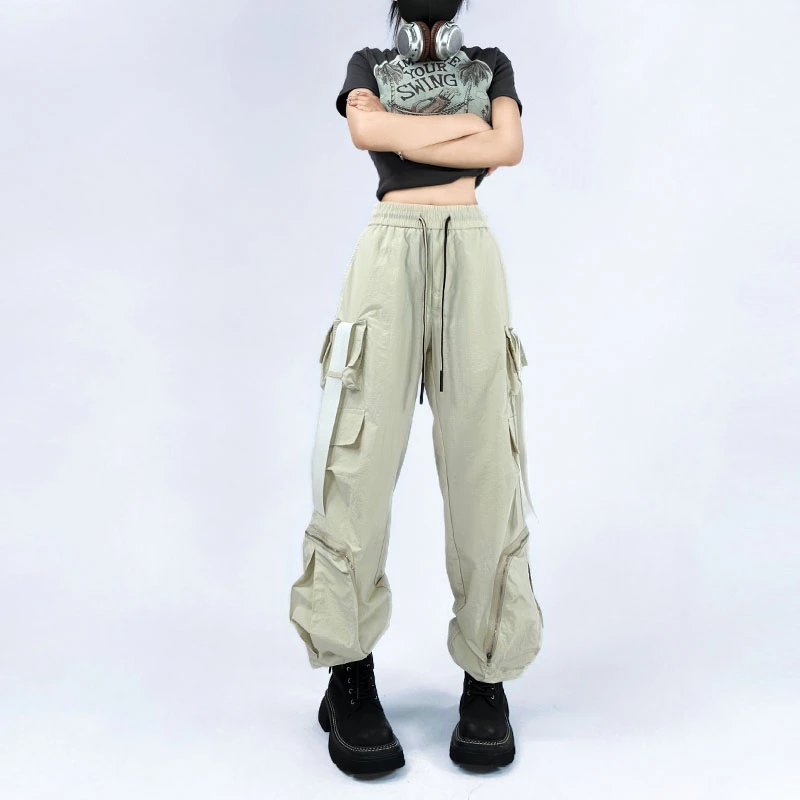 （初八清仓）32103潮牌夏季新款重工多包休闲直筒宽松遮肉工装裤女