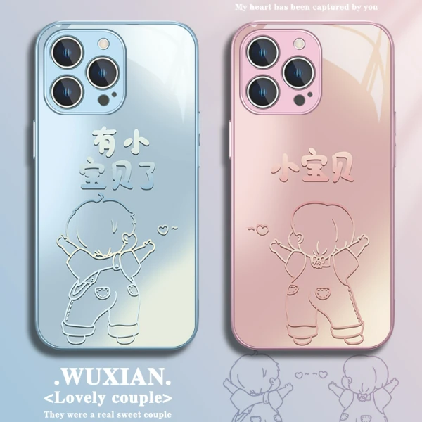 适用苹果15/华为PURA70/小米14/oppo/vivo网红男孩女孩情侣手机壳