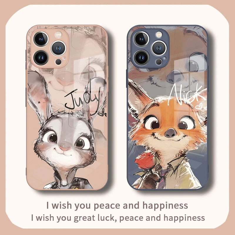 适用苹果17/华为pura70/小米14/oppo/vivo可爱朱迪尼克情侣手机壳