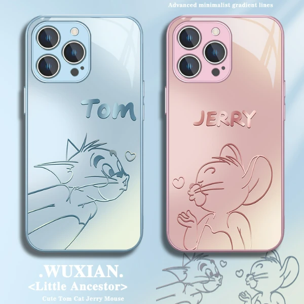 适用苹果17/华为pura70/小米14/oppo/vivo情侣网红猫和老鼠手机壳