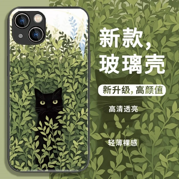 适用苹果17/华为mate60/小米14/oppo/vivo潮牌个性黑猫质感手机壳