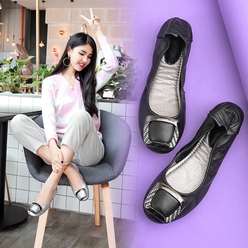 2024新款跳舞鞋女平底软底妈妈鞋 正码平底女单鞋软皮蛋卷鞋瓢鞋