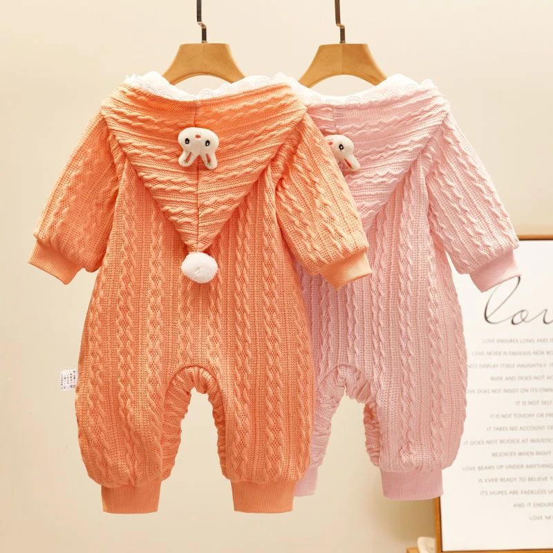 网红婴儿连体衣春秋装新生宝宝衣服可爱超萌爬服男女宝宝双层哈衣