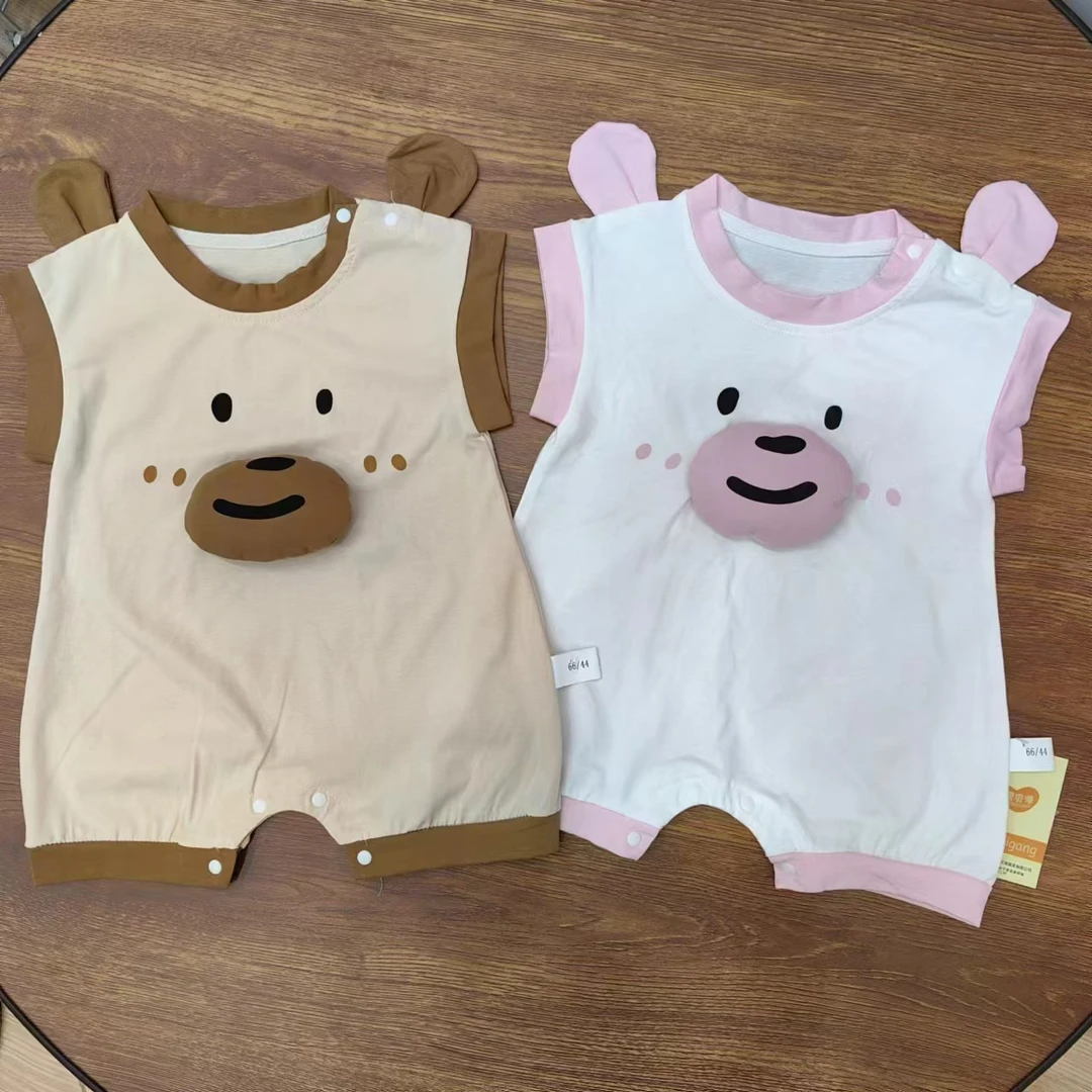 男女宝宝宽肩卡通可爱连体夏季婴儿薄款爬服网红夏款无袖连体哈衣