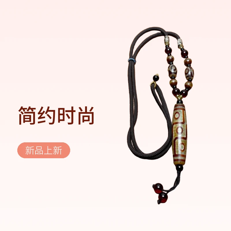 藏式民族风黄皮九眼竖款项链