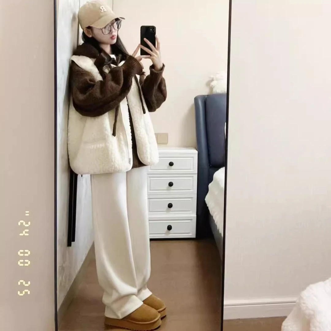 秋冬一整套搭配女今年流行独特连帽毛衣马甲休闲裤韩系漂亮三件套