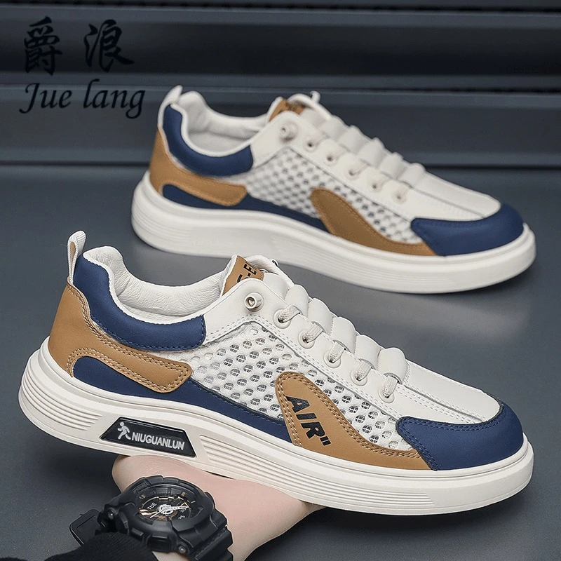 爆款男鞋2025春季休闲百搭透气网面网鞋潮鞋薄款学生防臭运动板鞋