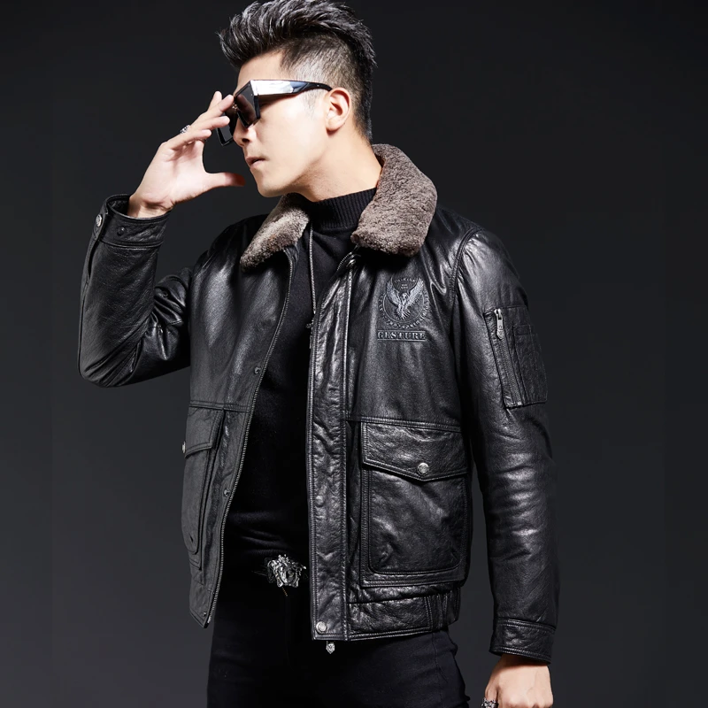 2024新款正品头层牛皮羽绒服皮夹克真皮皮衣男翻领男士加绒外套