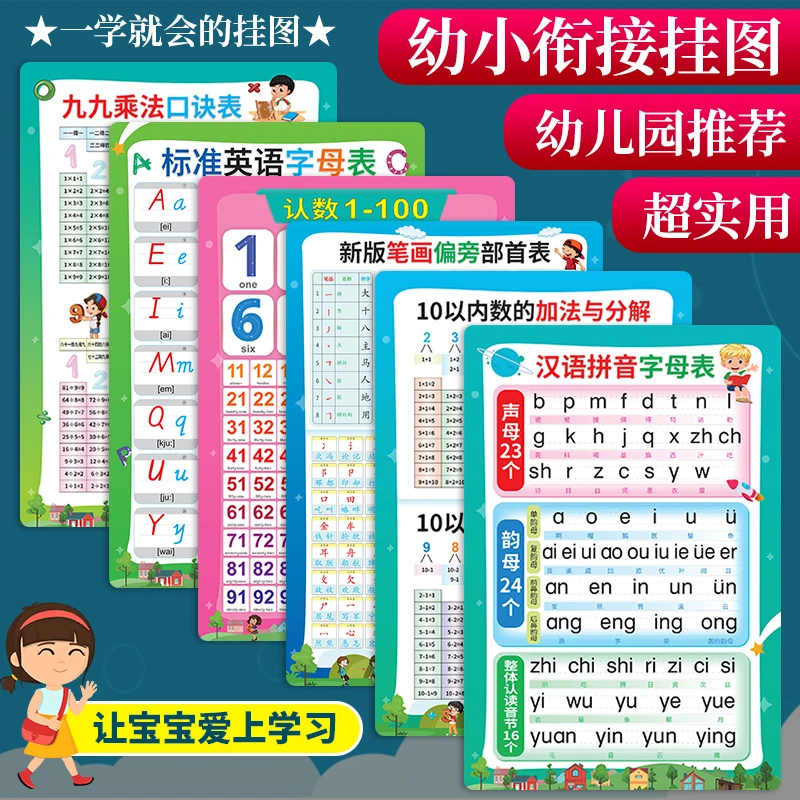 【龙图】幼小衔接挂图幼儿园数学识字拼音挂图儿童启蒙