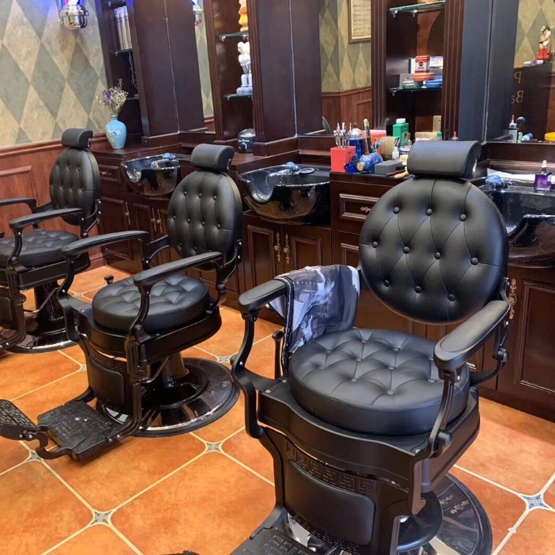 男士油头美发椅发廊专用理发店剪发升降可放倒刮胡修面椅子