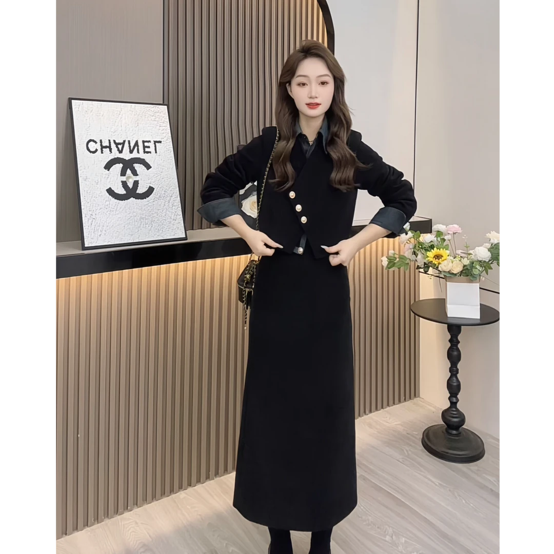 2024小香风套装裙气质名媛高端女神范高级感外套+半裙两件套