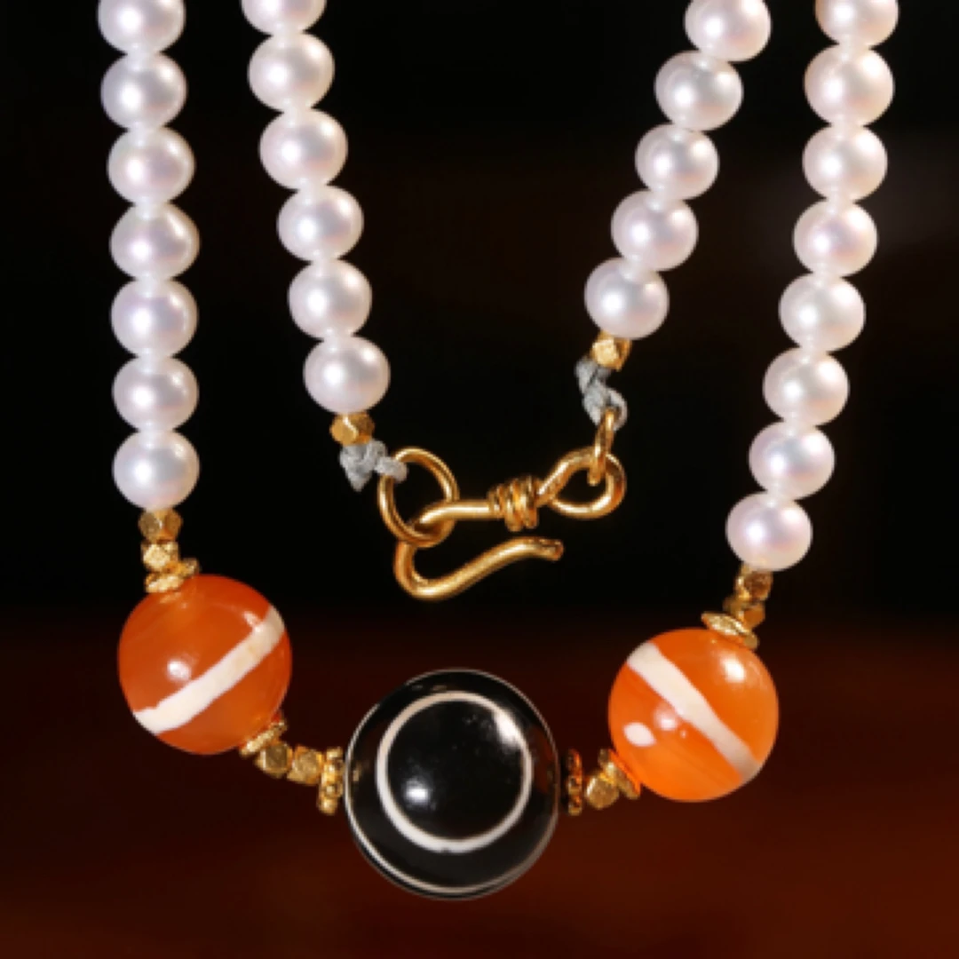 千年红玉髓玛瑙珠项链