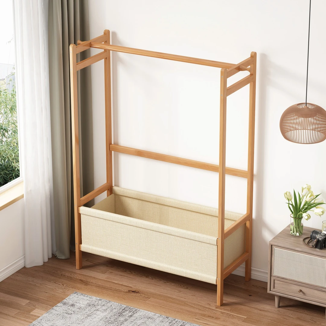 楠竹衣帽架非实木衣架落地卧室家用挂衣架酒店房间简易晾衣服架子