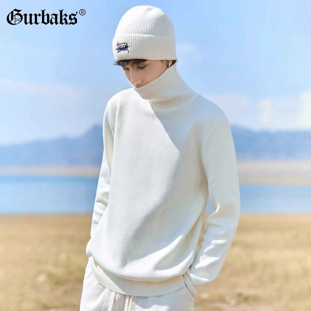 【古克】秋冬新款毛衣男士圆领修身毛衫打底衫纯色百搭高领针织衫