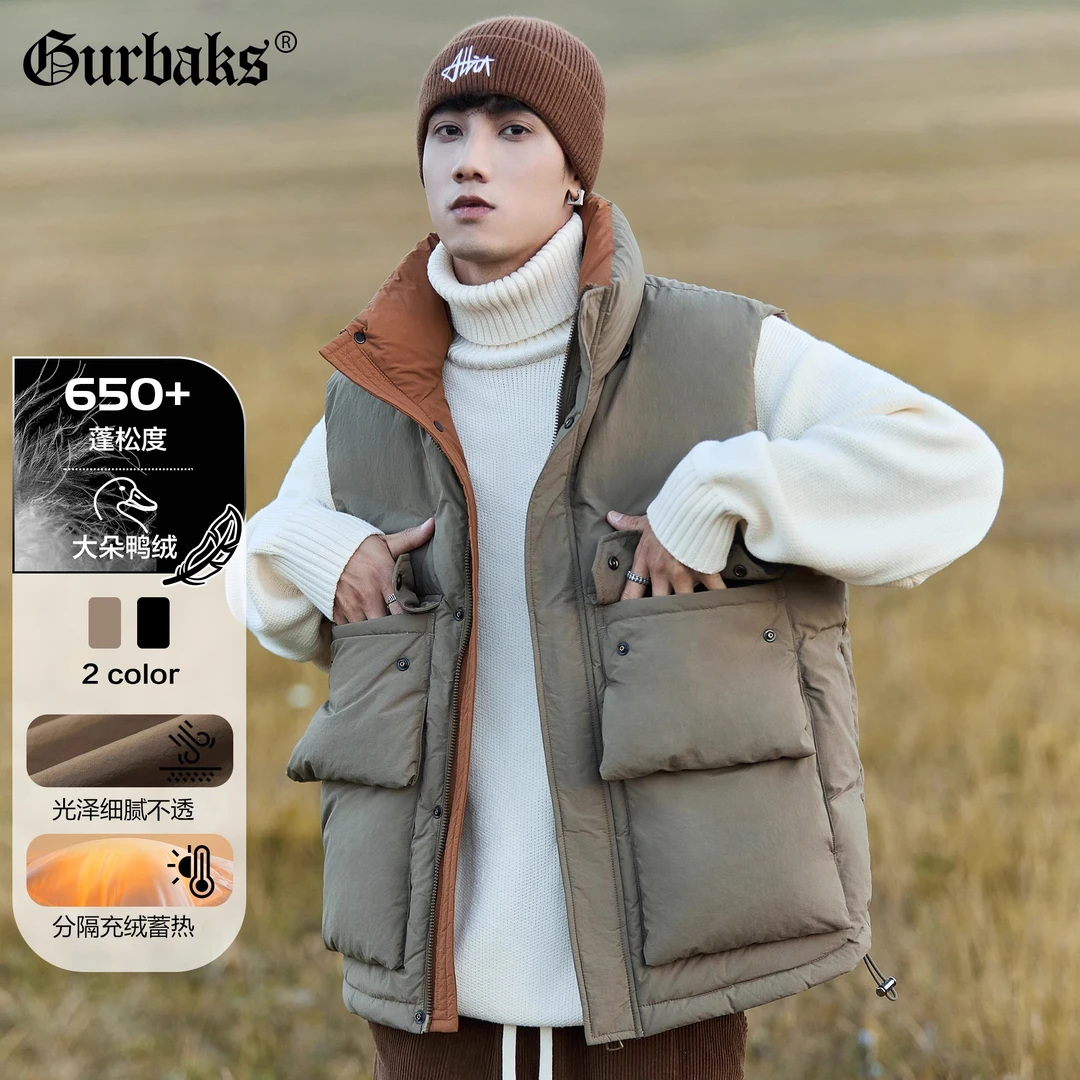 【古克】秋冬新款马甲男女羽绒服cityboy冬季工装户外露营保暖背心