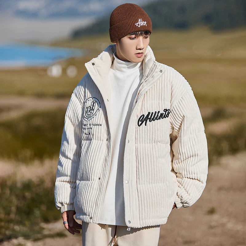 【古克】秋冬新款羽绒服外套男宽松加厚保暖短款潮牌高街立领面包服