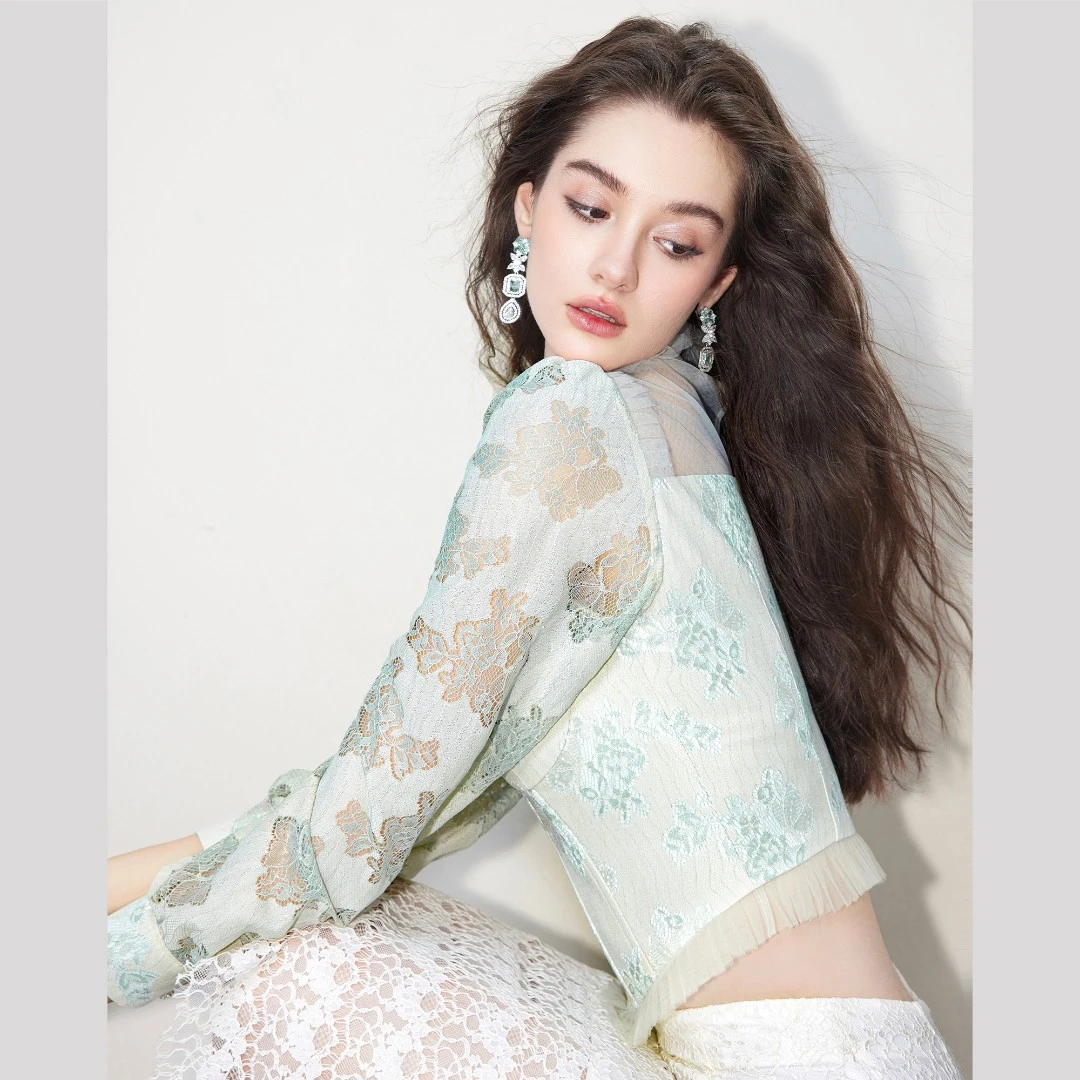 余潇潇【南庭时光】清新法式气质修身高级感时尚长袖上衣衬衫