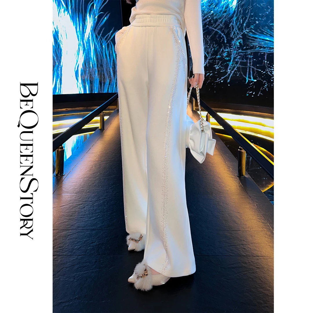 韩韩IU【闪光女团】时尚百搭挺括有型加厚加绒显瘦遮胯休闲裤秋冬