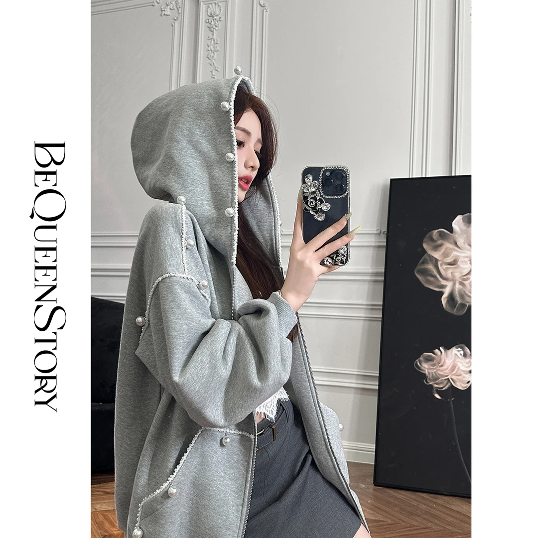 余潇潇【夜幕流星】休闲时尚慵懒百搭宽松舒适连帽卫衣外套