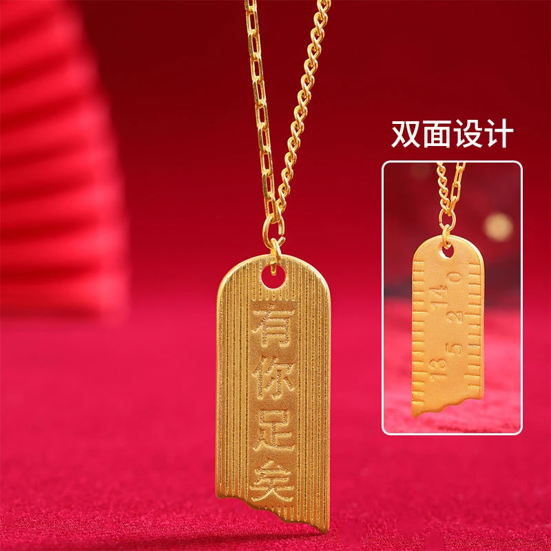 铜合金项链 竹节桃花小鹿平安无事久不掉色小众高级轻奢时尚坠链