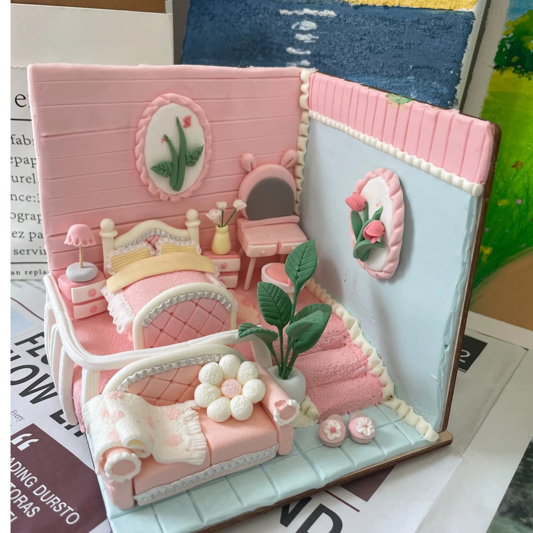 粘土立体房屋卡通模型包邮三面墙二面墙特殊拼插方便