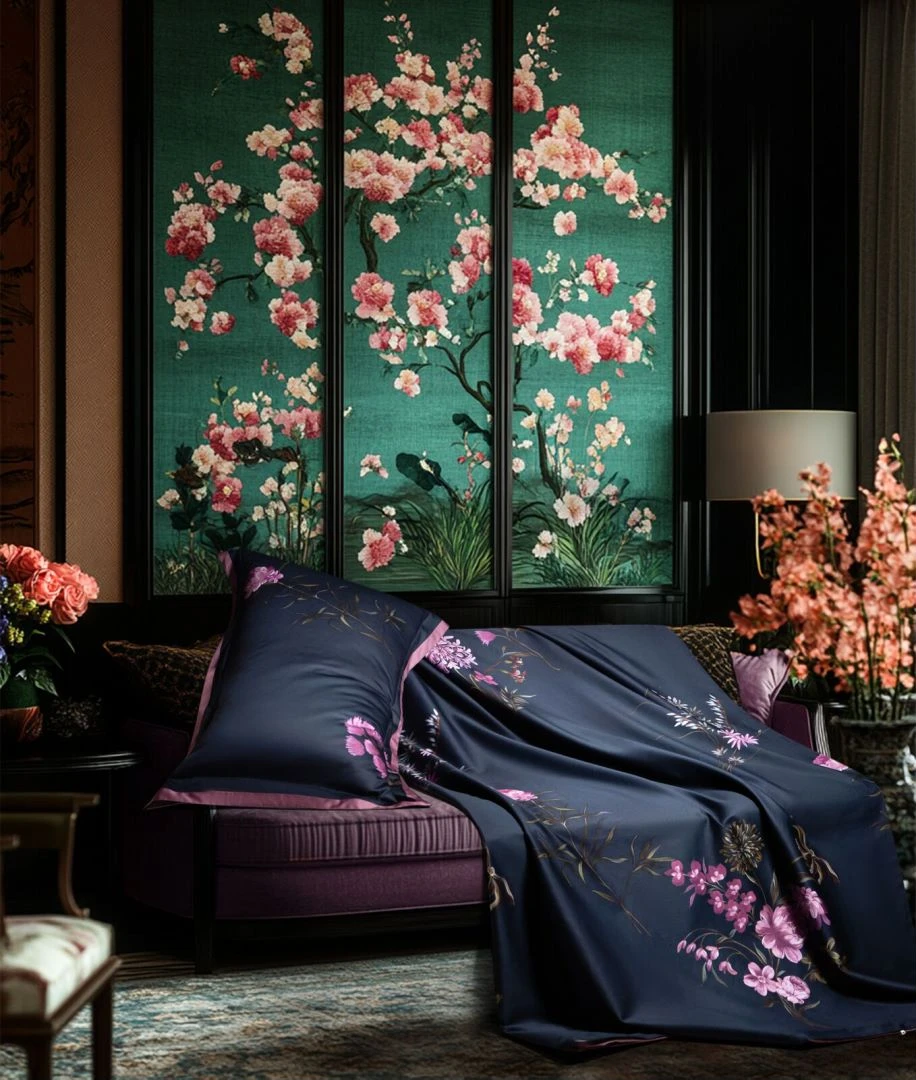 老宋精选-新款四季全棉【主母色】法式民国风数码印花四件套-1436