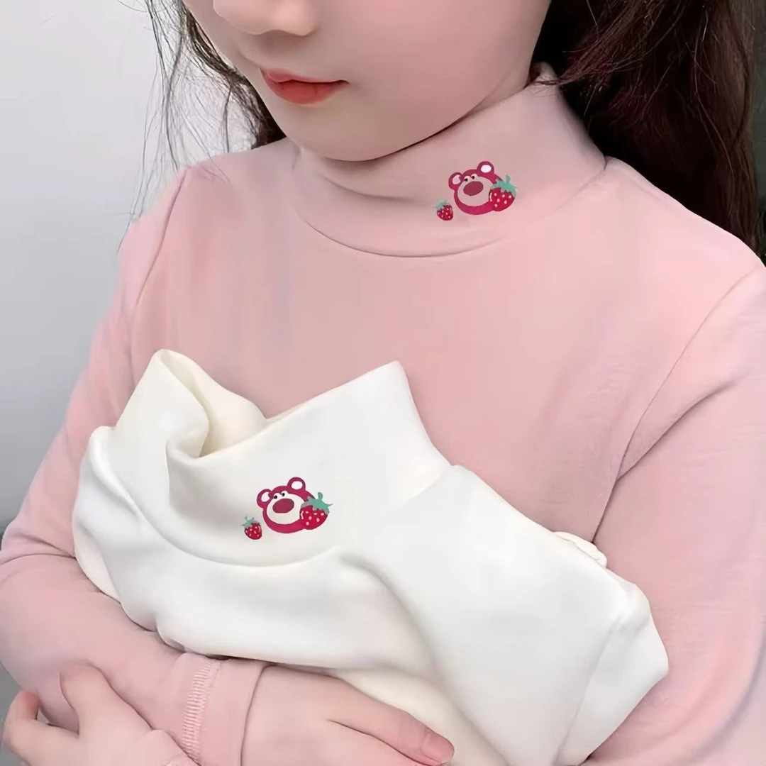 女童新款秋冬季保暖上装儿童半高领洋气上衣市场百搭抗寒长袖T恤