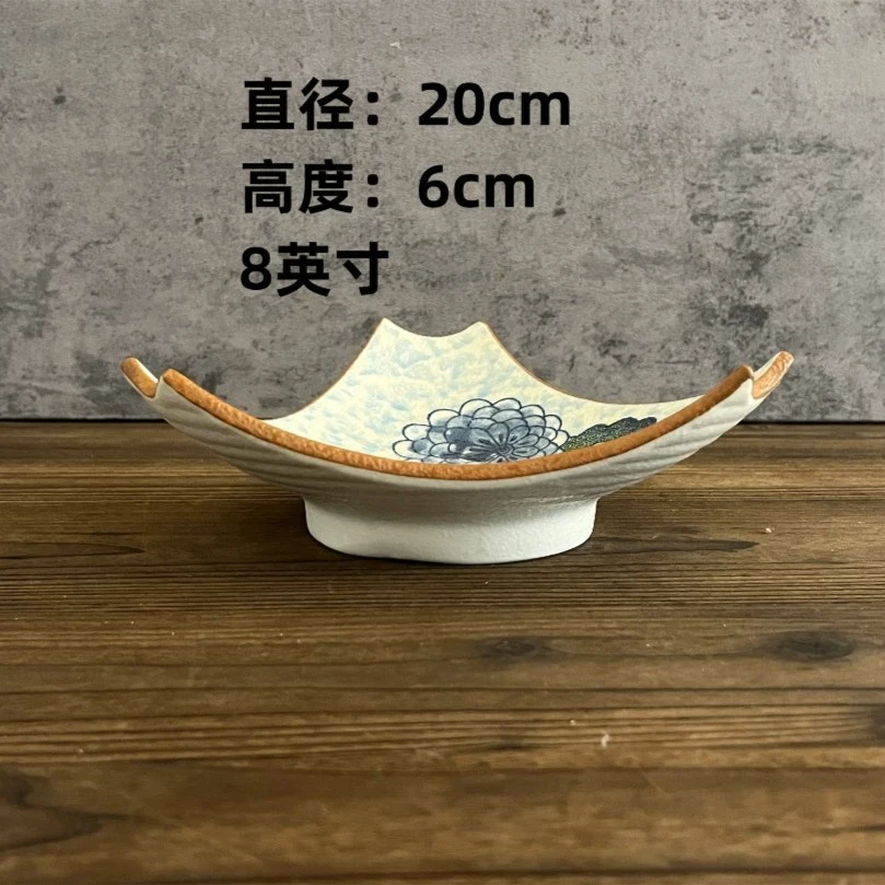 A012陶瓷8英寸异形三角碗手绘点心甜品碗精致装饰碗