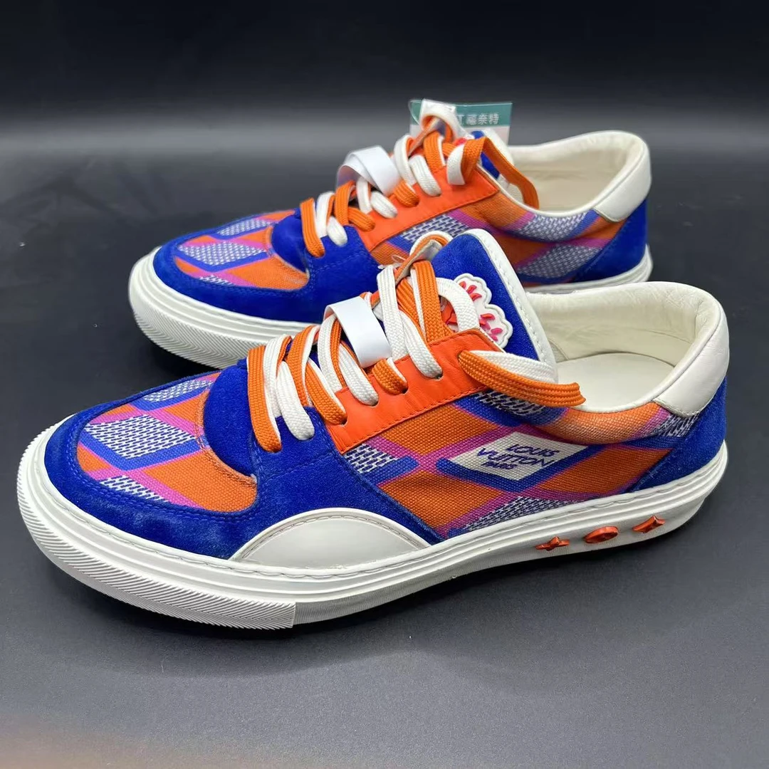 【聚星折扣】LV/路易威登休闲低帮系带时尚白蓝橙色板鞋40码lb041