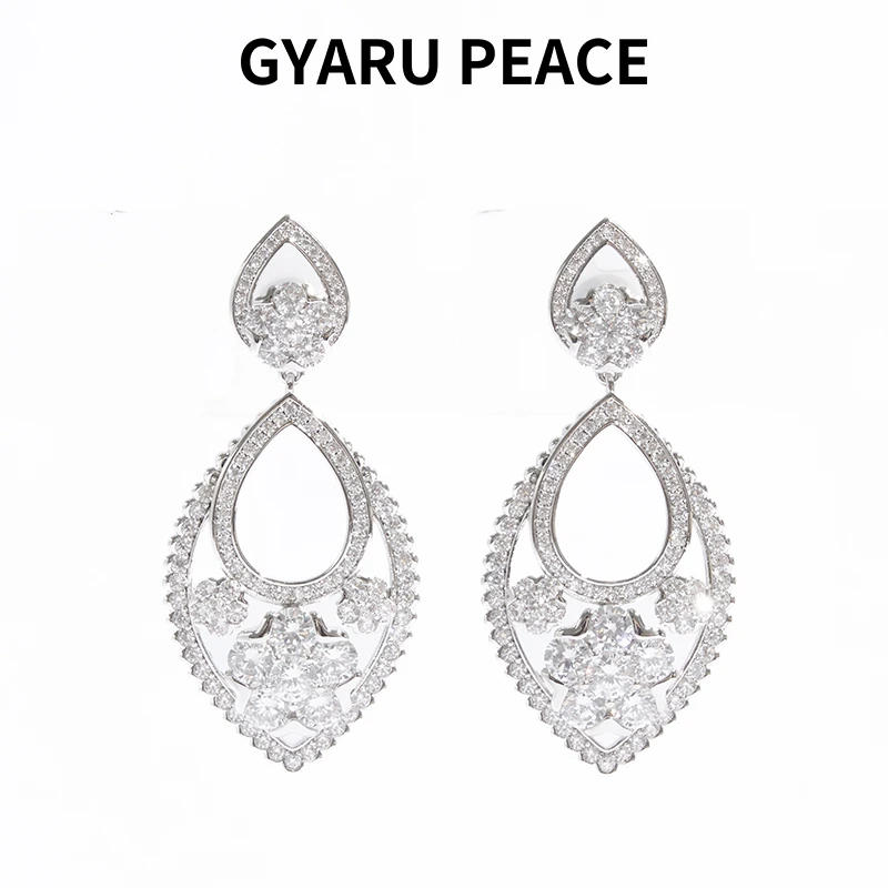 GYARU PEACE 铜合金合成锆石耳饰 Snowflake雪花浮锆石耳饰小众