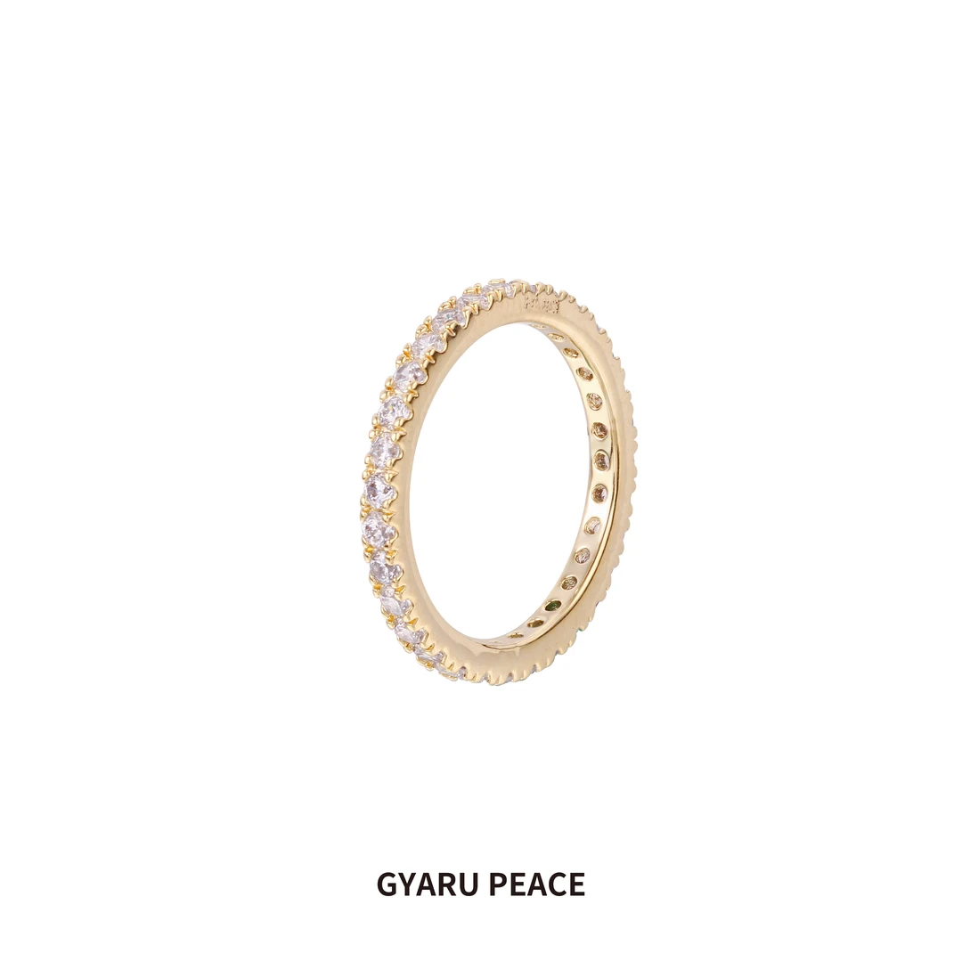 GYARU PEACE 铜合金合成锆石戒指 星河璀璨满钻金色戒指小众轻奢