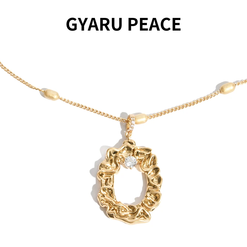 GYARU PEACE 铜合金合成锆石项链 法式百褶花边锆石项链