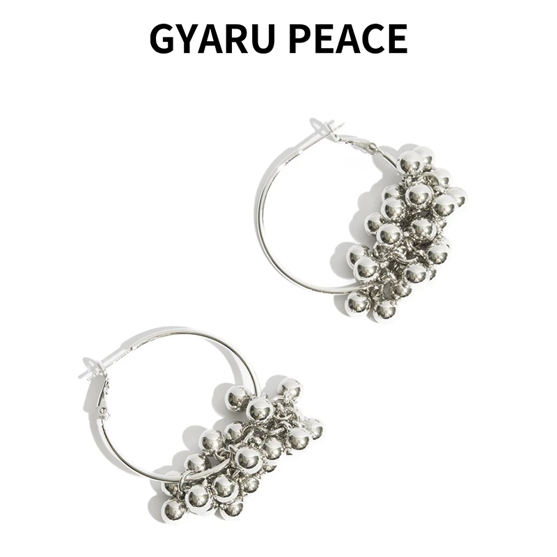 GYARU PEACE 铜合金耳饰 悬浮金属球型清冷耳饰