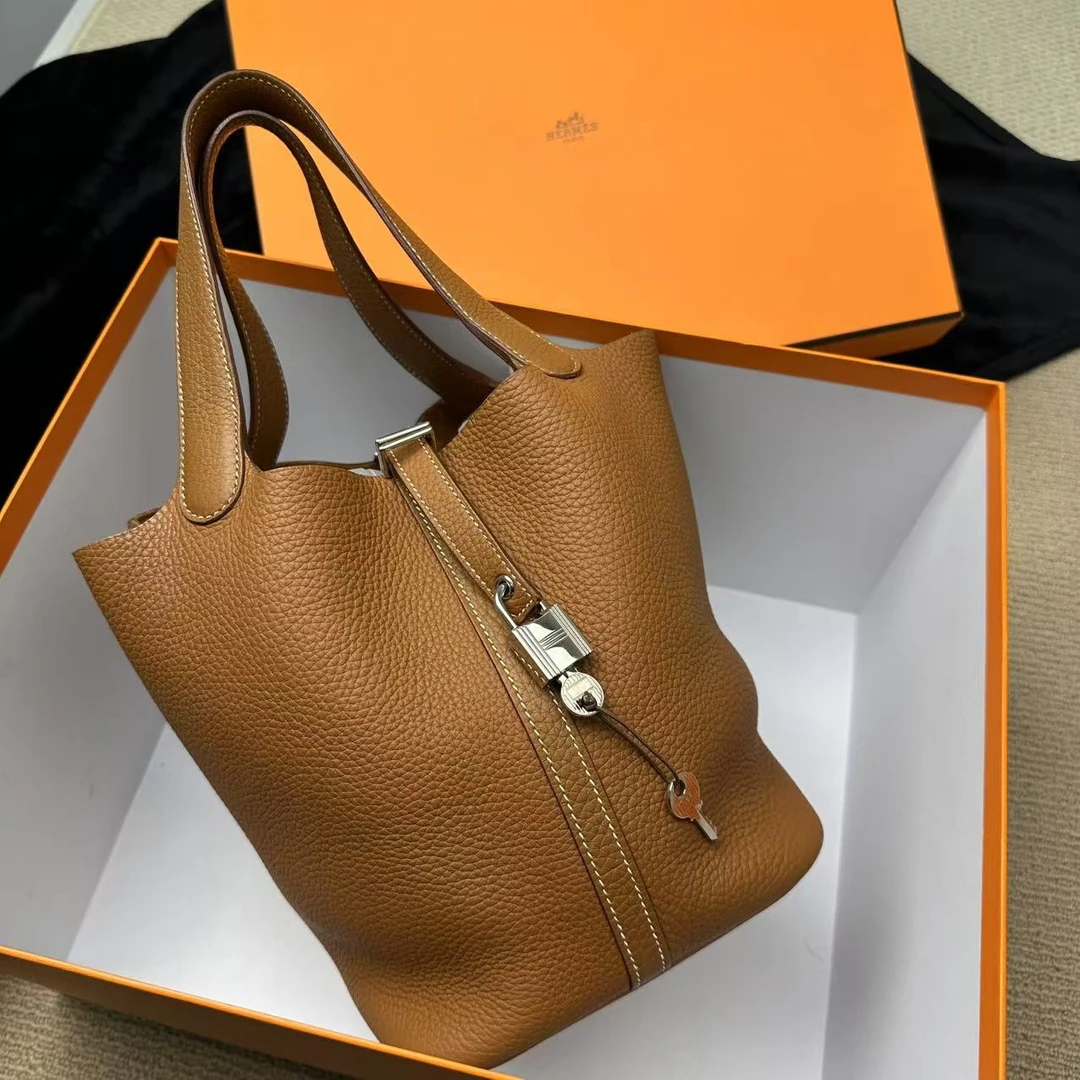 95新 Hermes/爱马仕 【文子姐专属】W690金棕22菜篮子668043