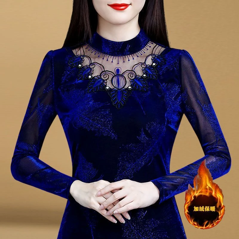 洋气小衫内搭上衣女秋季2023新款时尚加绒加厚保暖高领打底衫秋冬