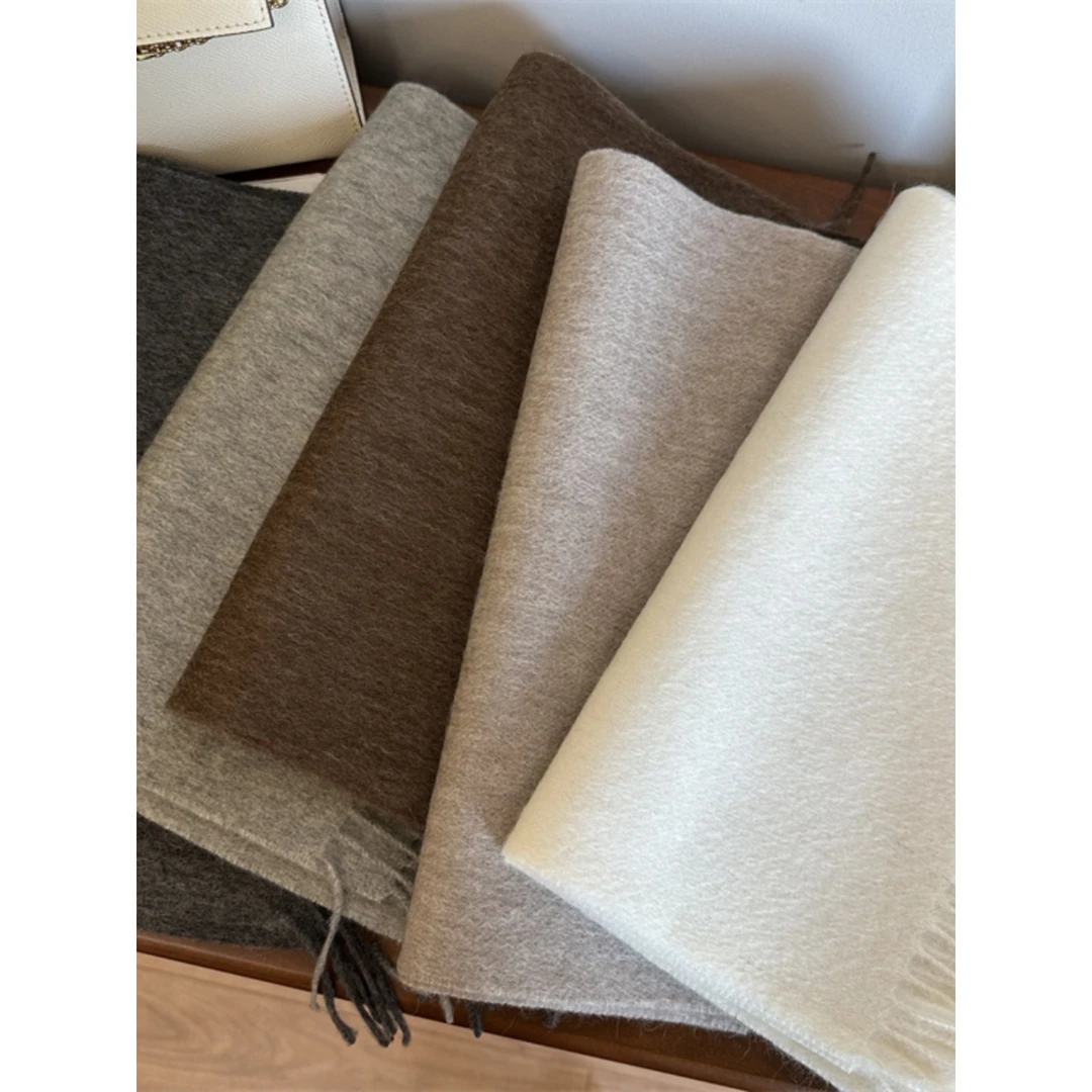 羊毛围巾品质款奶色系百搭纯色灰咖流苏男女加厚围脖韩版时尚保暖