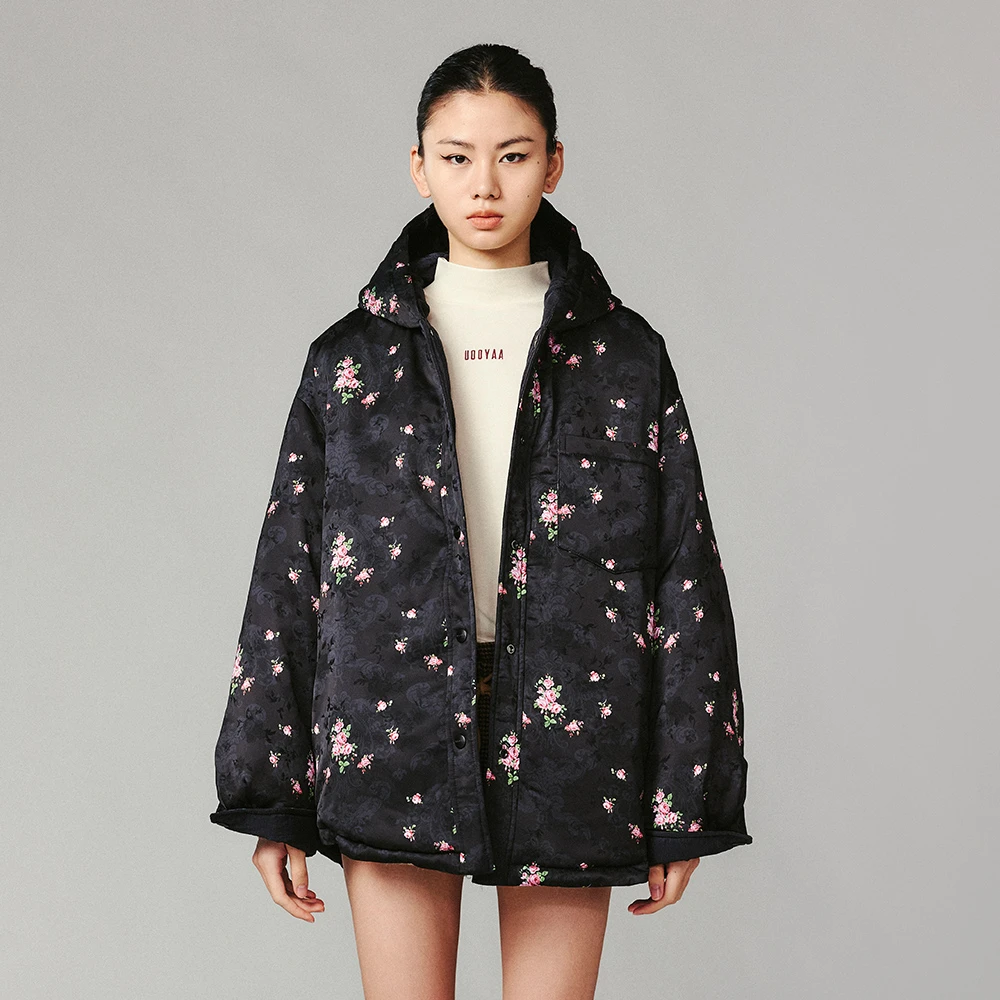UOOYAA/乌丫欧式墙纸纹样花朵两穿羽绒服UY24442Y135146