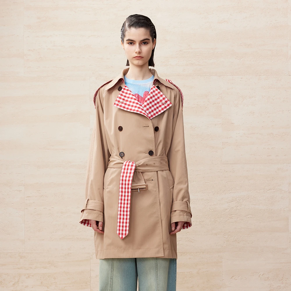 UOOYAA春季经典款「Professional  Women」系列双面格子风衣0119