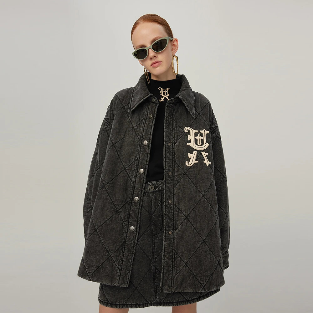 UOOYAA/乌丫经典UY牛仔绗缝老棉袄牛仔衬衫棉服UY22414N406128