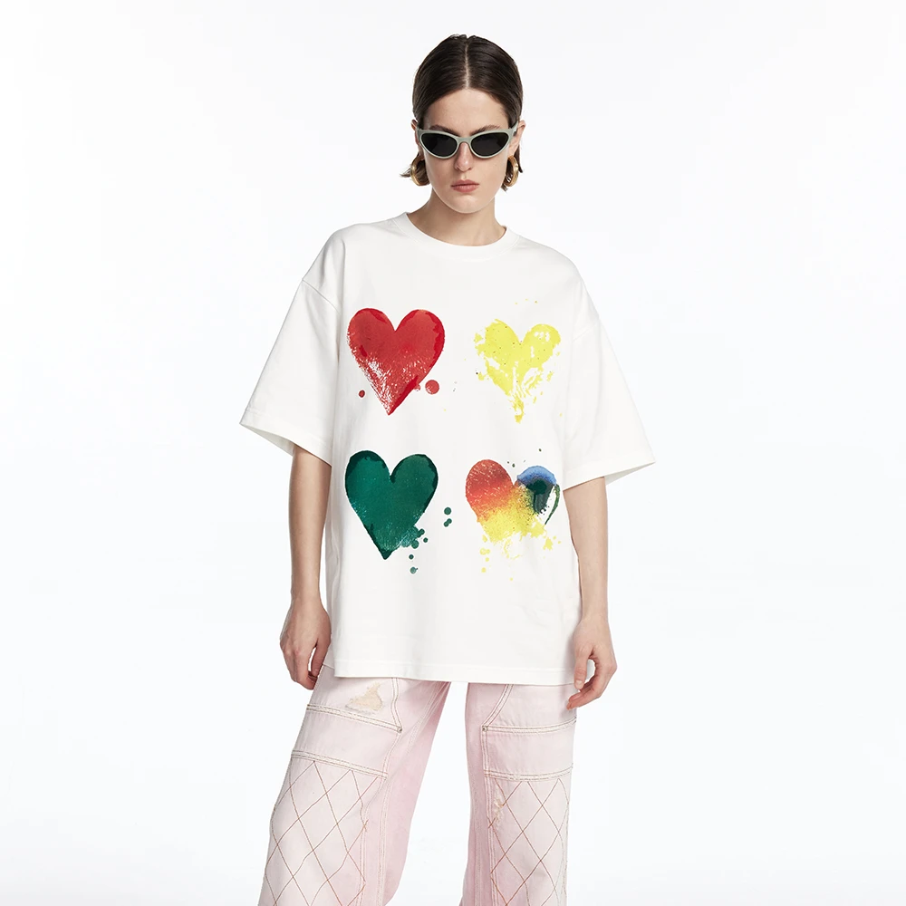 UOOYAA/乌丫LOVE50%胶囊系列艺术家爱心印花T恤UY23252T116185