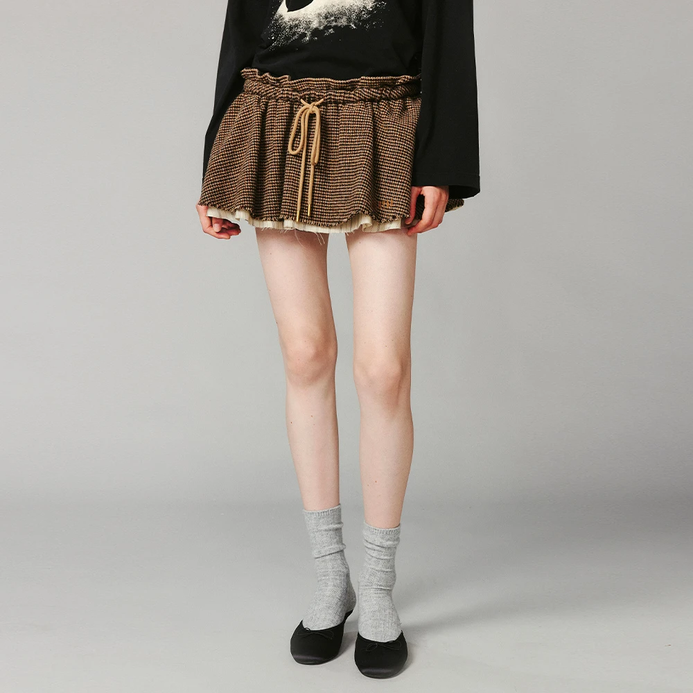 UOOYAA冬季经典款经典格纹呢短裙裤9154