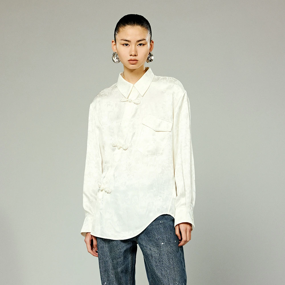 UOOYAA/乌丫秋季经典新中式漫画美少女衬衫9137