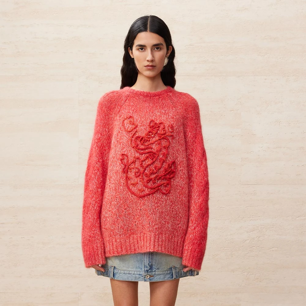 UOOYAA/乌丫「龙年限定新中式」高级感手绣祥龙毛衫UY24142M309209