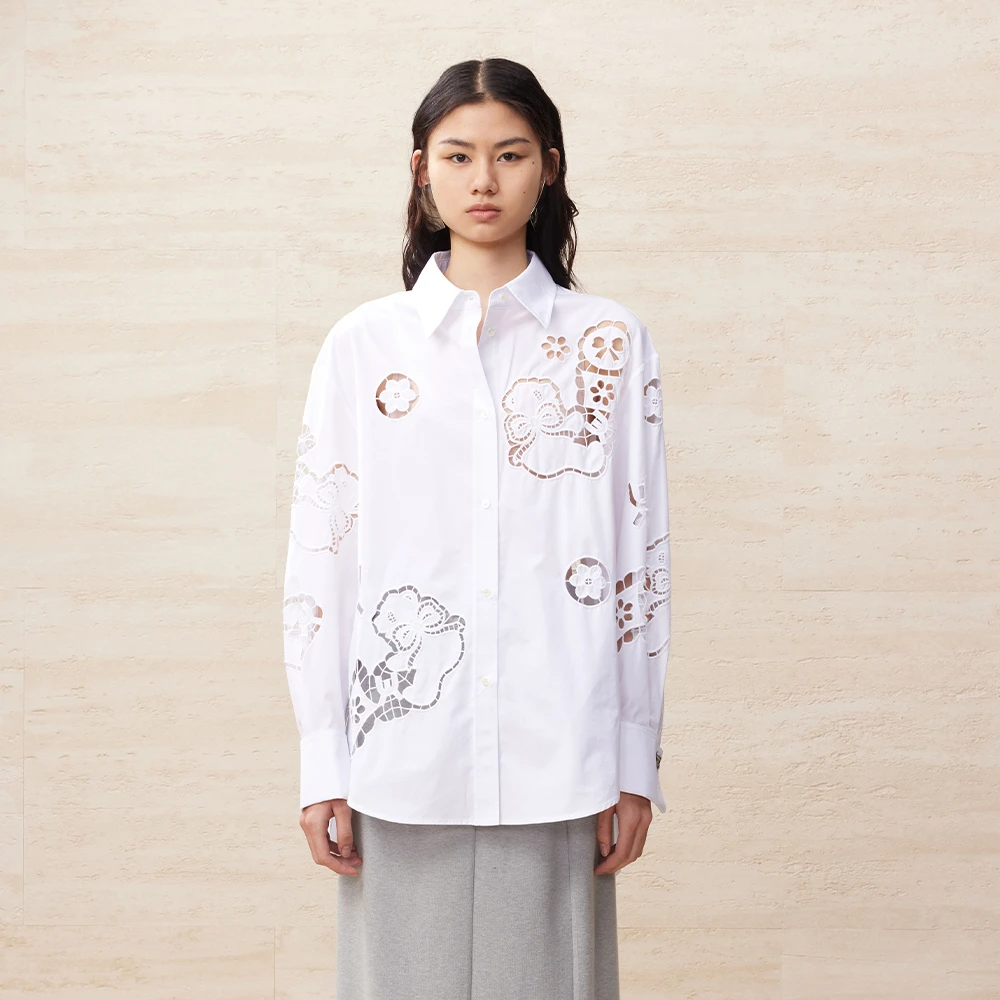 UOOYAA/乌丫「Professional Women」系列镂空衬衫UY24202C110136